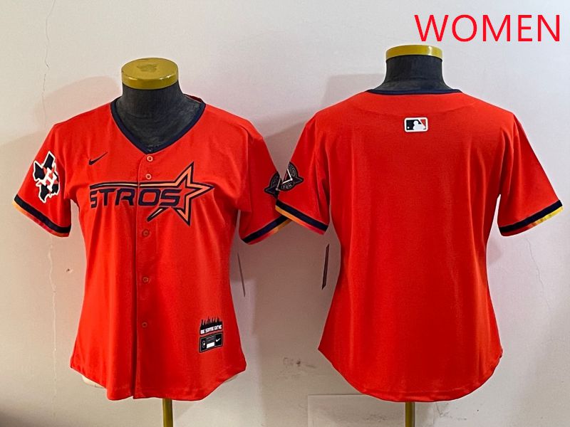 Women Houston Astros Blank Orange Three generations Joint Name 2025 Nike MLB Jersey style 2